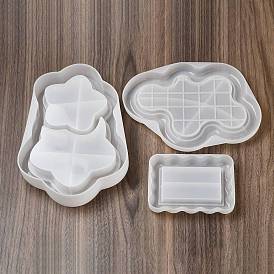 Star Cloud Rectangle DIY Quicksand Serving Tray Silicone Molds, Resin Casting Molds, for UV Resin, Epoxy Resin Craft Making, WhiteSmoke