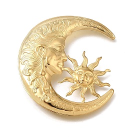 304 Stainless Steel Lapel Pin Brooches, Suit Jacket Collar Pin, Moon & Sun