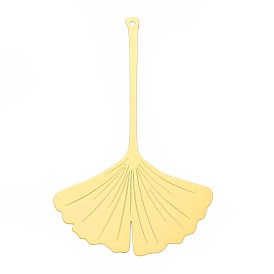 Латунные большие кулоны, гингко лист, гравированные металлические украшения, долговечный, без никеля 