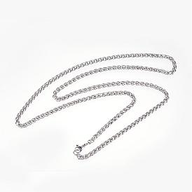 304 Stainless Steel Necklaces, with Clasps, Wheat Chain Necklaces