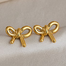 Женские 304 серьги-гвоздики из нержавеющей стали, бантом