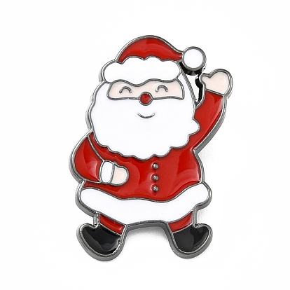Santa Claus Enamel Pin, Christmas Alloy Badge for Backpack Clothes, Gunmetal