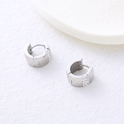 Серьги-кольца из нержавеющей стали, со стразами