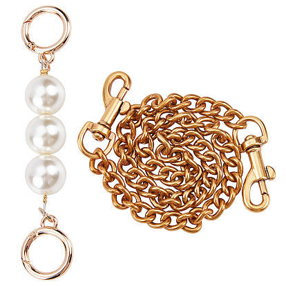 Bag Strap Chains Extender, Acrylic Beads & Iron Spring Gate Ring, for Bag Straps Replacement Accessories