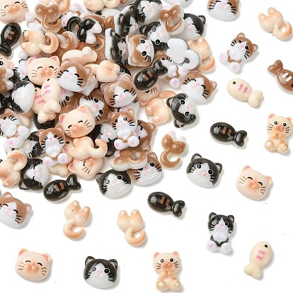 100шт. кабошоны из смолы в виде кошек и рыб, ногтей декоративные аксессуары