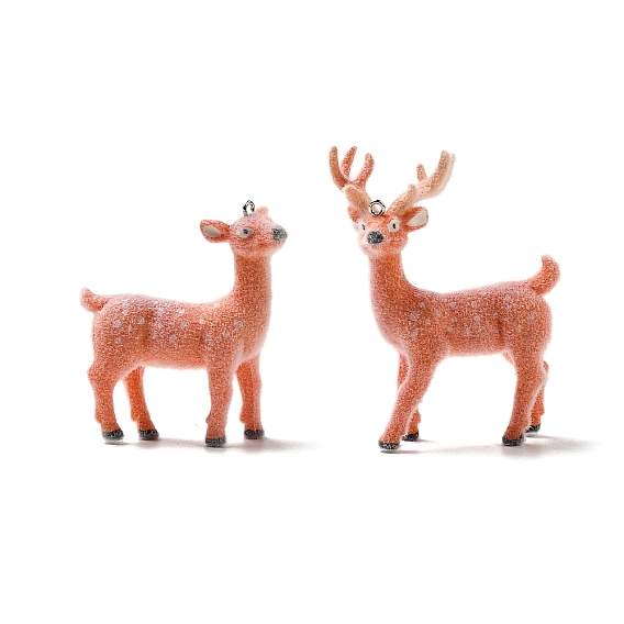 Кулоны из флокированной смолы, пятнистый олень, с железной платиной петлей