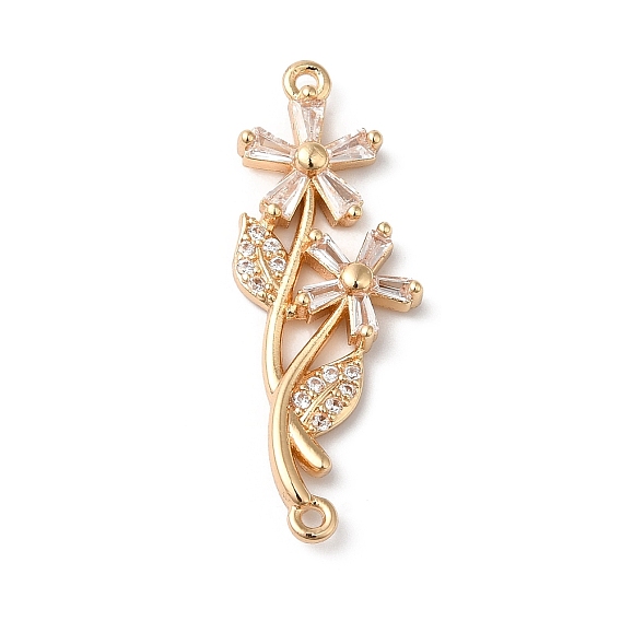 Латунные микропаве прозрачные подвески с фианитом, со стеклом, цветок