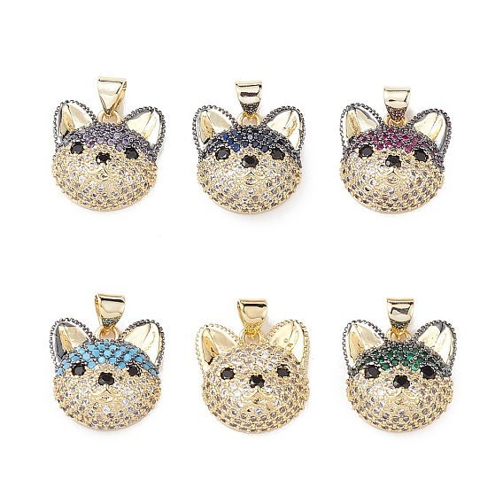 Латунные микро проложить кубического циркония подвески, без кадмия и без свинца, реальный 16 k позолоченный, собака прелести