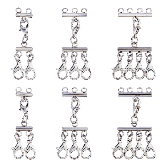 6 шт. 3 стили 304 многожильные звенья из нержавеющей стали, Сплав с застежками когтя омара
