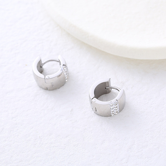 Серьги-кольца из нержавеющей стали, со стразами