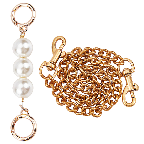 Bag Strap Chains Extender, Acrylic Beads & Iron Spring Gate Ring, for Bag Straps Replacement Accessories