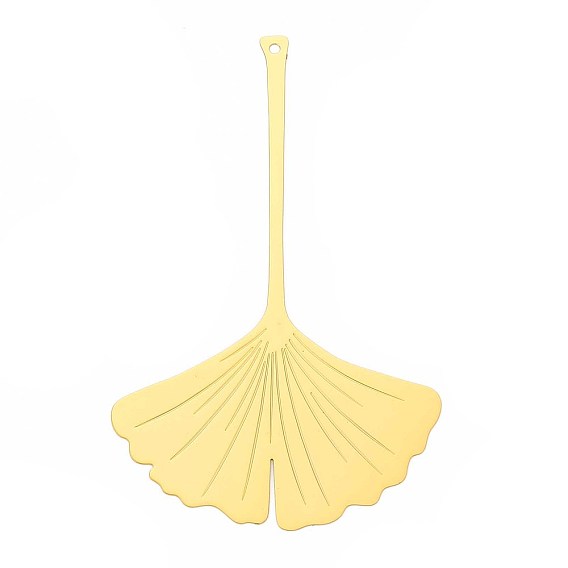 Латунные большие кулоны, гингко лист, гравированные металлические украшения, долговечный, без никеля 