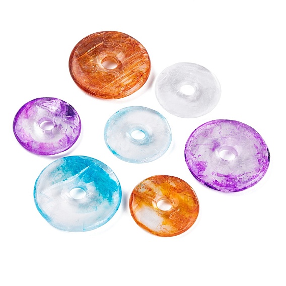 Подвески, окрашенные натуральным кальцитом, подвески в виде пончиков/пи-дисков