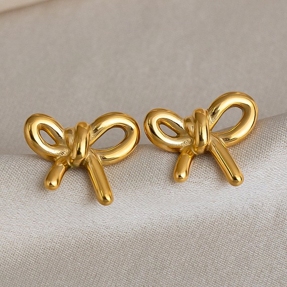 Женские 304 серьги-гвоздики из нержавеющей стали, бантом