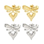 Bowknot & Heart Brass Stud Dangle Earrings for Women