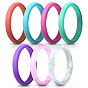 7-Color Set of 2.7mm Wide Silicone Rings for Women - European and American Valentine's Day Fine Rings, Women's Tail Rings