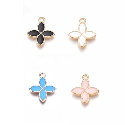 Alloy Pendants, Cadmium Free & Lead Free, with Enamel, Flower, Light Gold