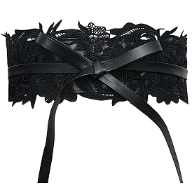 Широкие цепочные ремни из искусственной кожи с цветочным кружевом, пояс со шнуровкой, старинный поясной ремень для рубашки, платья, пальто