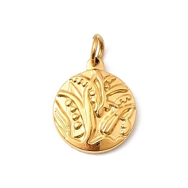 304 подвески из нержавеющей стали, с целью перехода в кольце, ионное покрытие (ip), плоский круглый с подвеской в виде ландыша