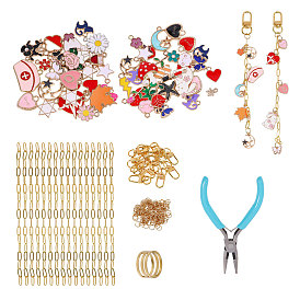 Diy schmuck machen Kit, inklusive Alu-Drehverschluss, Messingringe, 304 Edelstahl Ringe springen, Emaille Anhänger Legierung, Büroklammerketten aus Messing