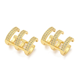 Brass Micro Pave Cubic Zirconia Cuff Earrings, Round Ring