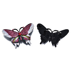 Эмалированная булавка в виде бабочки с розовыми стразами, Значок из сплава с электрофорезом с черным покрытием для одежды на рюкзаке, без свинца и без никеля 