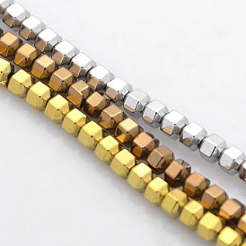 Galvanoplastie non magnétiques hématite synthétique brins de perles, tambour à facettes, 3x3mm, Trou: 1mm, Environ 159 pcs/chapelet, 15.7 pouce
