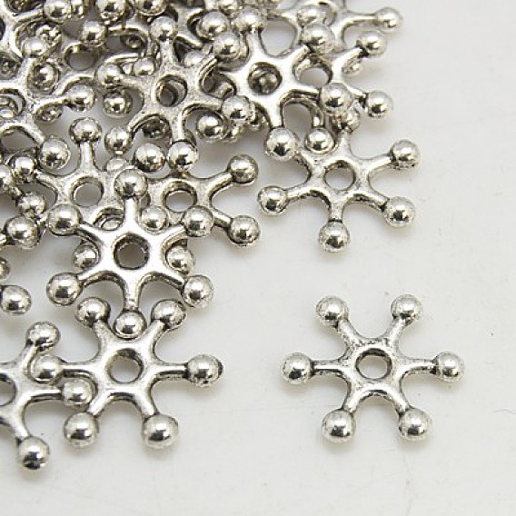 Тибетском стиле сплав Шарики прокладки, без свинца и без кадмия, снежинка