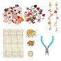 DIY Jewelry Making Kit, Including Alloy Swivel Clasps, Brass Rings, 304 Stainless Steel Jump Rings, Alloy Enamel Pendants, Brass Paperclip Chains