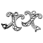 Alloy Pendant Cabochon Settings, Lead Free and Cadmium Free, Letter X, Antique Silver Color, about 19mm long, 18.5mm wide, 4mm thick, hole: 1mm