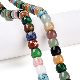 Natural Mixed Gemstone Beads Strands, Barrel