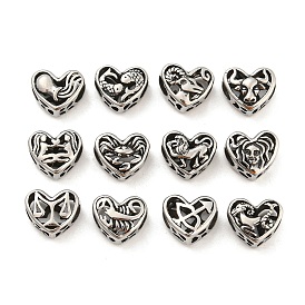316 Surgical Stainless Steel  Hollow Out Beads, Heart with Twelve Constellations