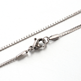 304 Stainless Steel Chain Necklaces, with Lobster Claw Clasps, 17.7 inch(450mm), 1.8x0.5mm