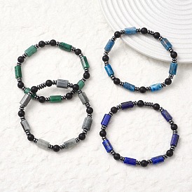 Браслеты из натуральных и синтетических смешанных драгоценных камней, эластичные, для унисекс, колонка