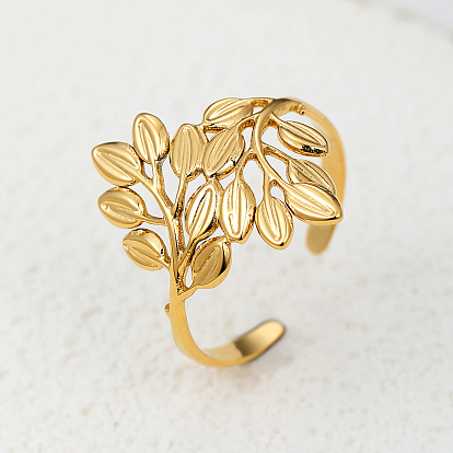 201 Кольцо-манжета из нержавеющей стали в форме листа, подарок на день рождения для женщин