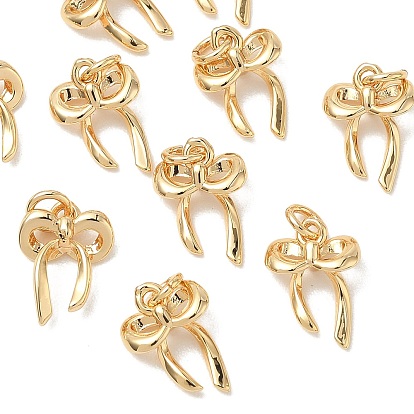 Colgantes de latón Shegrace, encantos del bowknot, sin cadmio, plomo, níquel, con anillo de salto