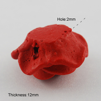 Cinnabar Beads, Flower, Red, 20x20x12mm, Hole: 2mm