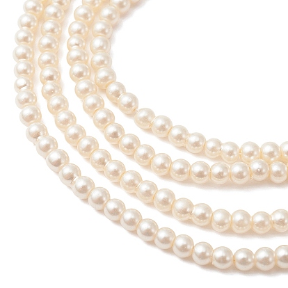 Glass Pearl Beads Strands, Pearlized, Round