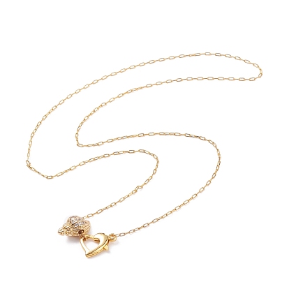 Heart and Conch Pendant Necklace with Cable Chain for Women