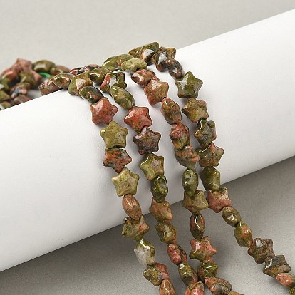 Натуральные бусины-звезды из унакита