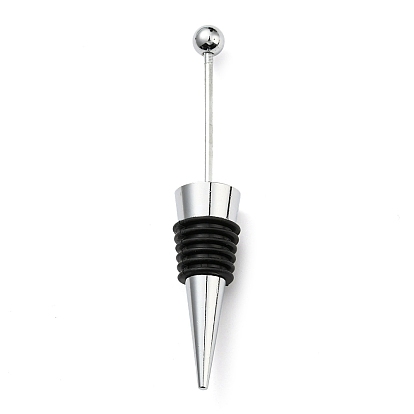 Beadable Wine Stoppers, Alloy & Rubber Wine Saver Bottle Stopper, Cone