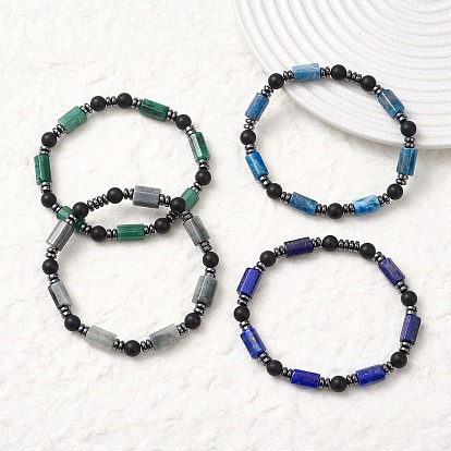 Браслеты из натуральных и синтетических смешанных драгоценных камней, эластичные, для унисекс, колонка