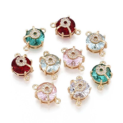 Полукруглые подвески-соединители из латуни с паве из кубического циркония, долговечный, золотые