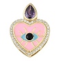 Стойка металлическая латунная микропрофилированная кубическая циркония подвески, с эмалью, долговечный, без свинца и без кадмия, Сердце с глаз
