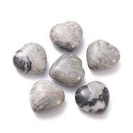 Natural Ripple Jasper Heart Love Stone, Pocket Palm Stone for Reiki Balancing