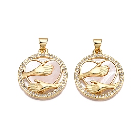 Латунные микропаве прозрачные подвески с фианитом, без кадмия и без свинца, с оболочкой, плоские круглые и сердечные и ручные подвески