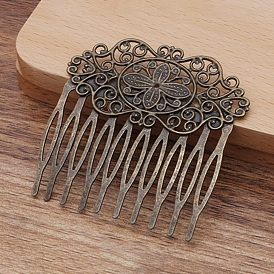 Fornituras de peine de pelo de hierro, con la flor de filigrana de bronce