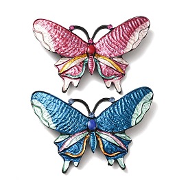 Broches de mariposa de aleación, esmalte y diamantes de imitación, broches de solapa con forma de insecto para ropa