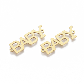 201 Stainless Steel Links Connectors, Laser Cut Links, Word Baby