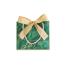 Boîtes à bonbons pliantes en carton, boîte d'emballage de cadeau de mariage, avec une poignée, rectangle